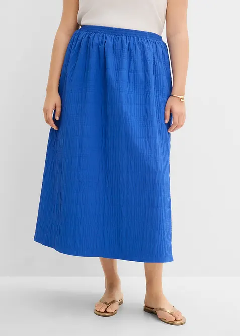 Leichter Midirock mit Struktur in blau von vorne - bonprix