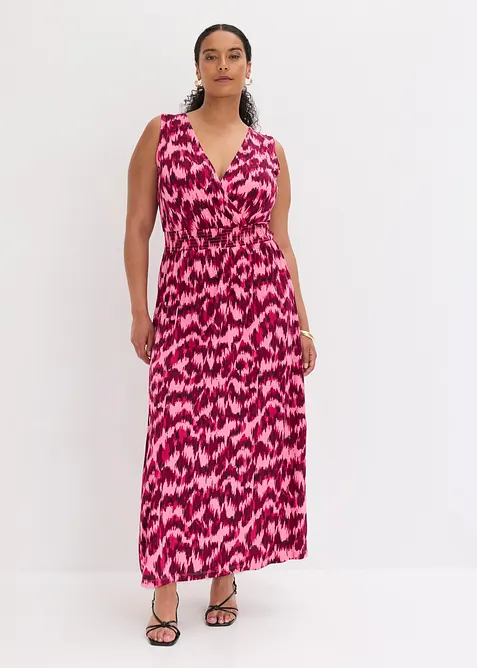 Maxikleid aus softem Viskose-Mix in pink von vorne (Totalaufnahme) - bonprix