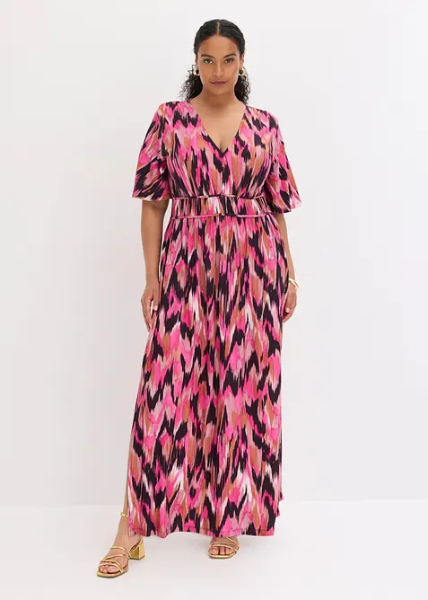 Jerseykleid aus softem Viskose-Mix in pink von vorne (Totalaufnahme) - bonprix
