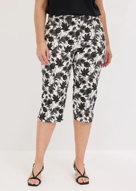 Capri-Hose aus Baumwollstretch in weiß von vorne - bonprix