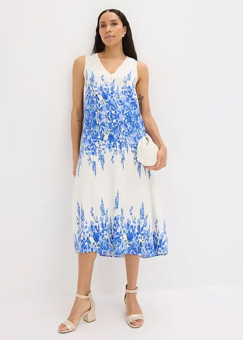 Midikleid aus feinem Viskose-Mix in weiß im Look von vorne (Totalaufnahme) - bonprix