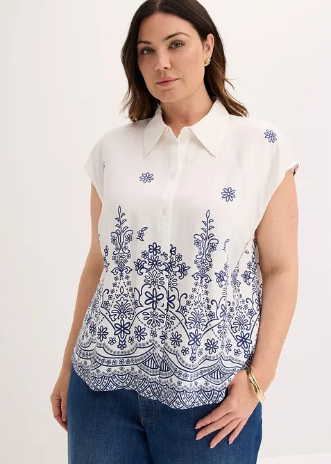 Bluse aus fließendem Viskose-Mix in weiß von vorne (im Anschnitt) - bonprix
