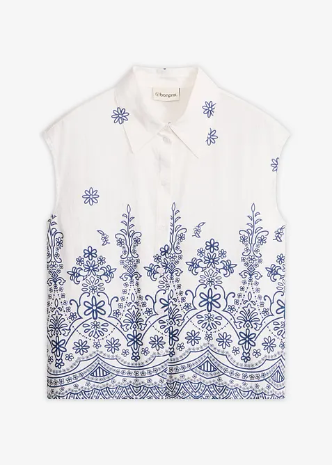 Bluse aus fließendem Viskose-Mix in weiß von vorne - bonprix