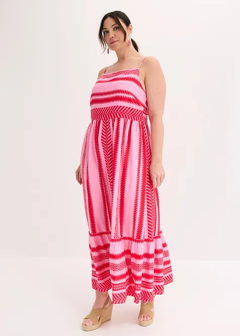 Trägerkleid aus fließender Viskose in pink von vorne (Totalaufnahme) - bonprix
