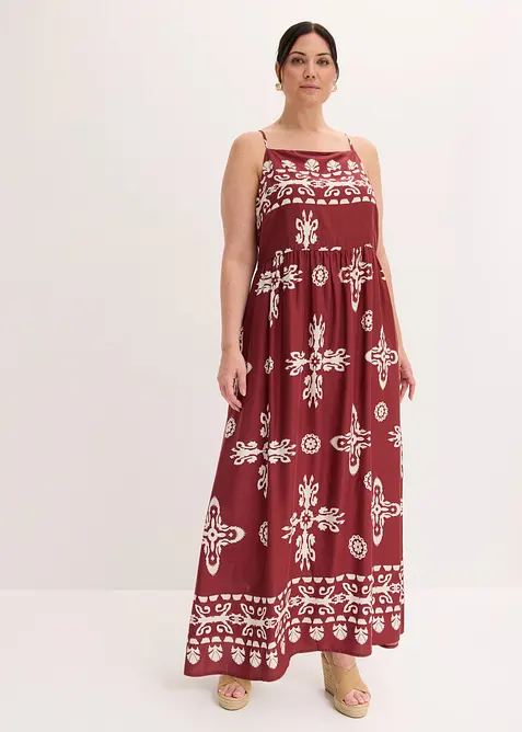 Trägerkleid aus fließender Viskose in rot von vorne (Totalaufnahme) - bonprix