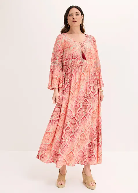 Maxikleid aus fließender Viskose in rot von vorne (Totalaufnahme) - bonprix