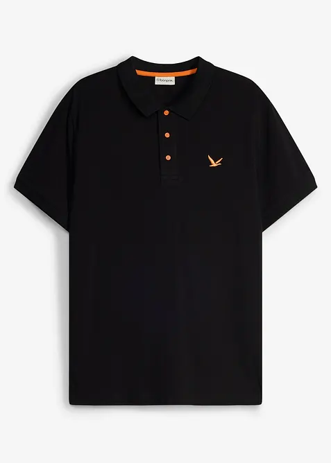 Poloshirt aus robustem Piqué in schwarz von vorne - bonprix