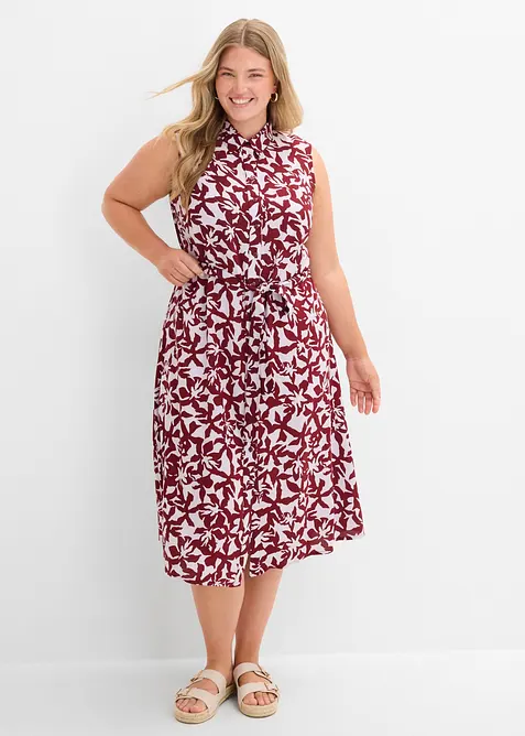 Hemdblusenkleid aus fließender Viskose in rot von vorne (Totalaufnahme) - bonprix