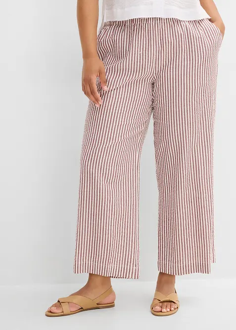 Seersucker-Palazzo-Hose aus reiner Baumwolle in rot von vorne - bonprix