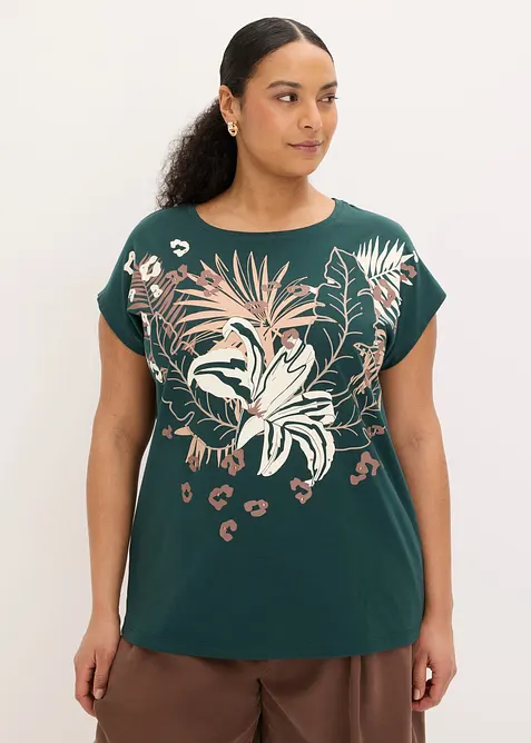 Shirt aus reiner Bio-Baumwolle in grün von vorne (im Anschnitt) - bonprix