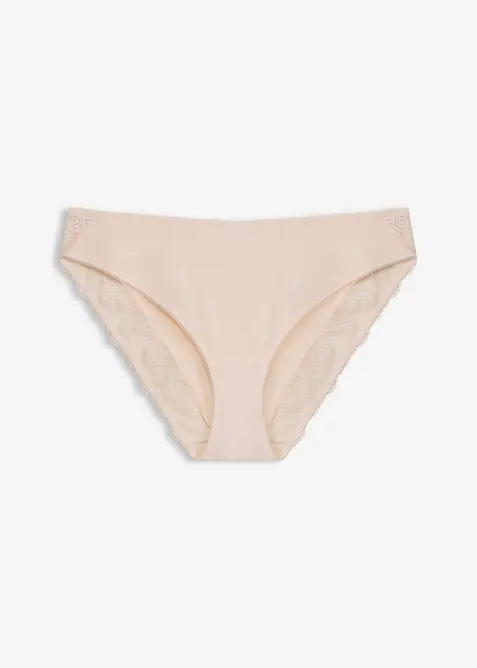 Slip mit zarter Spitze in beige von vorne - bonprix