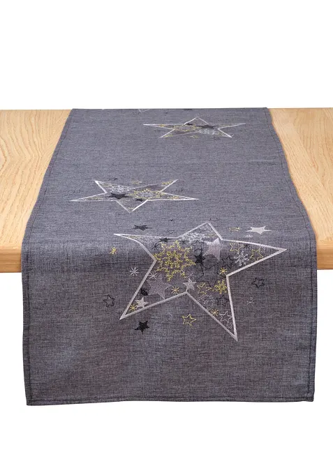 Tischläufer mit Stickerei in grau von vorne - bonprix