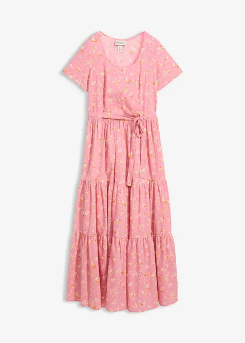 Kleid mit kurzen Ärmeln in rosa von vorne - bonprix