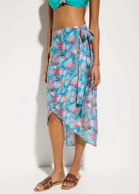 Transparenter Strandrock in blau von vorne - bonprix