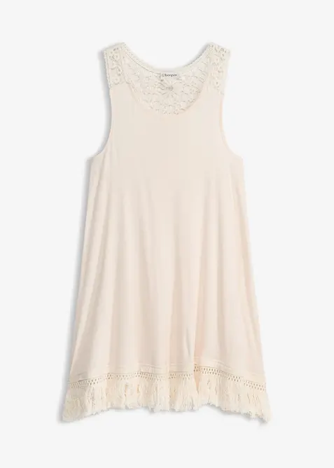 Strandkleid aus feiner Viskose in beige von vorne - bonprix