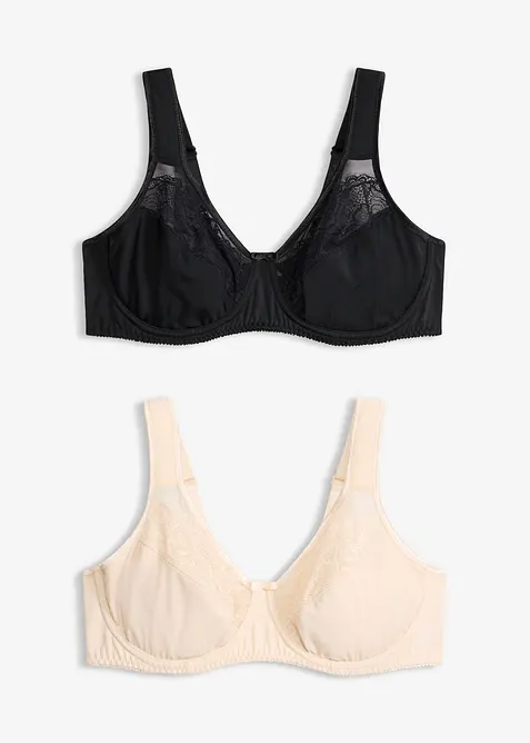 Minimizer-BH mit gepolsterten Trägern (2er Pack) in beige von vorne - bonprix