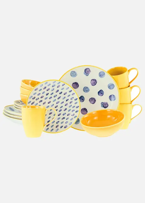 CreaTable Geschirr-Set (16-tlg. Set) in gelb - CreaTable
