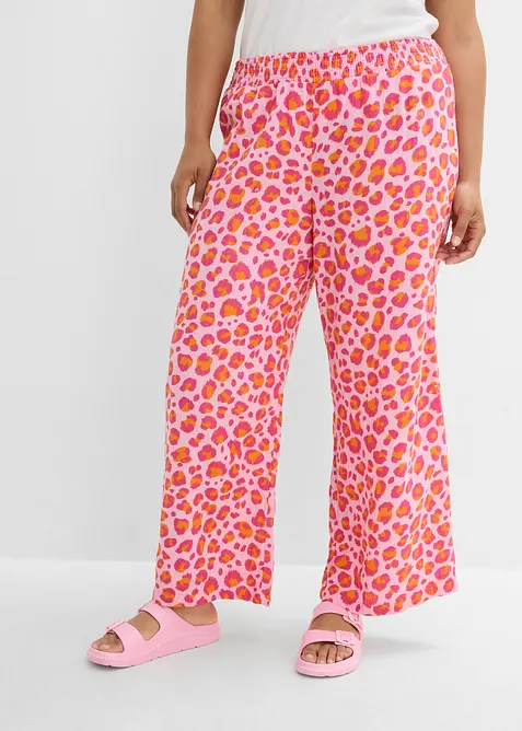Musselin-Schlupfhose aus reiner Baumwolle in rosa von vorne - bonprix