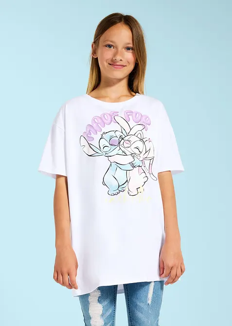 Disney Stitch Oversize-Shirt in weiß von vorne (im Anschnitt) - Lilo & Stitch