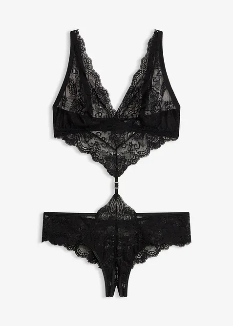 Stringbody ouvert in schwarz von vorne - bonprix