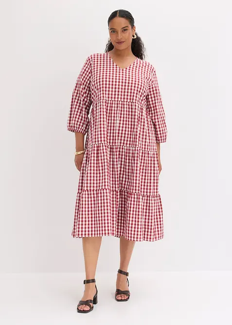 Tunika-Kleid aus festem Baumwoll-Mix in rot von vorne (Totalaufnahme) - bonprix