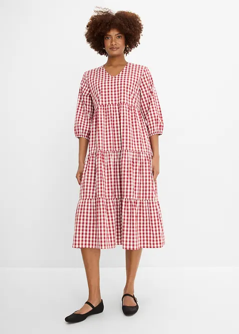 Tunika-Kleid aus festem Baumwoll-Mix in rot von vorne (Totalaufnahme) - bonprix