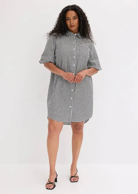 Kleid aus reiner Baumwolle in schwarz von vorne (Totalaufnahme) - bonprix