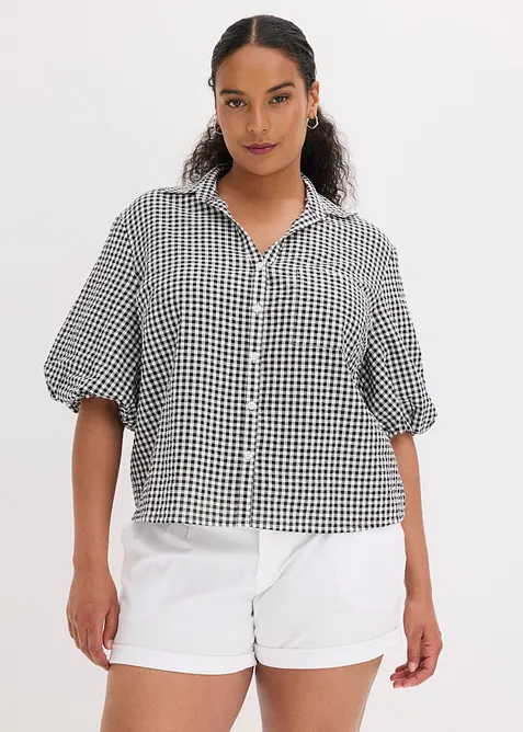 Bluse aus reiner Baumwolle in schwarz von vorne (im Anschnitt) - bonprix