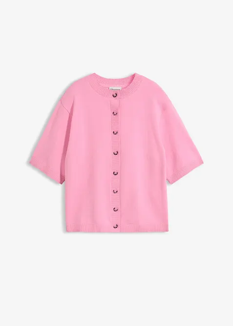 Feinstrickjacke in rosa von vorne - bonprix