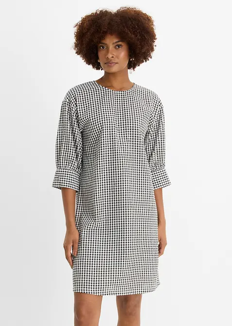 Tunika-Kleid aus reiner Baumwolle in schwarz von vorne (Totalaufnahme) - bonprix