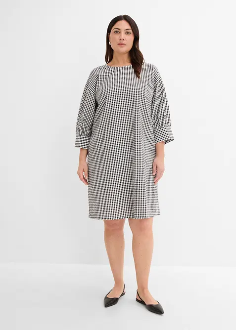Tunika-Kleid aus reiner Baumwolle in schwarz von vorne (Totalaufnahme) - bonprix