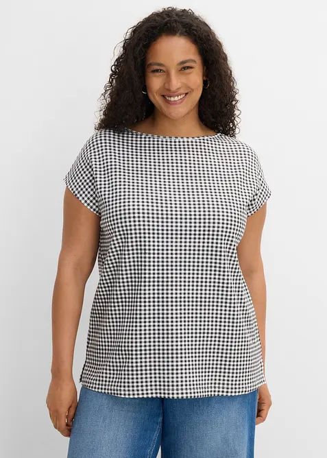 Oversize-Shirt aus schwerer Bio-Baumwolle in schwarz von vorne (im Anschnitt) - bonprix