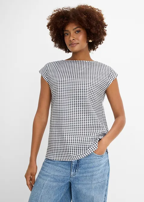 Oversize-Shirt aus schwerer Bio-Baumwolle in schwarz von vorne (im Anschnitt) - bonprix