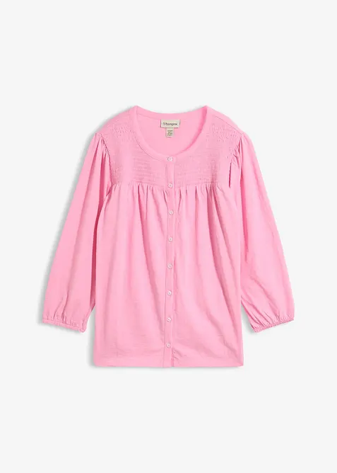 Flammgarn-Shirtbluse aus reiner Bio-Baumwolle in rosa von vorne - bonprix