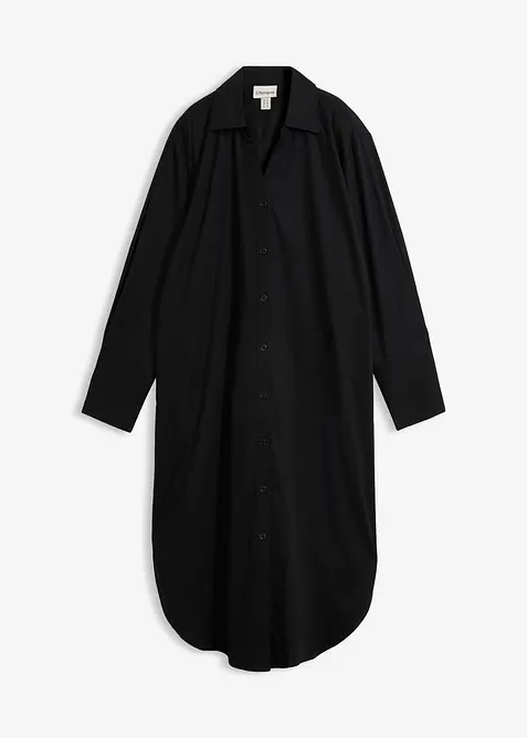 Hemdblusenkleid aus Baumwolle in schwarz von vorne - bonprix
