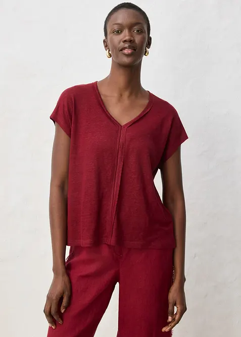 Shirt aus reinem Leinen in rot von vorne (im Anschnitt) - bonprix