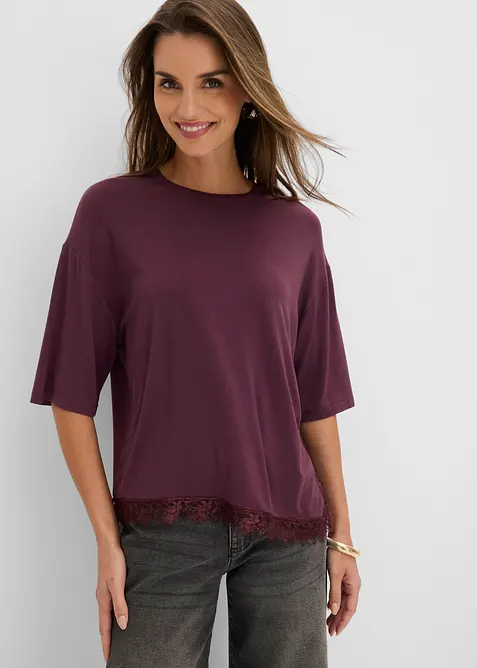 Shirt aus softer Viskose in lila von vorne (im Anschnitt) - bonprix