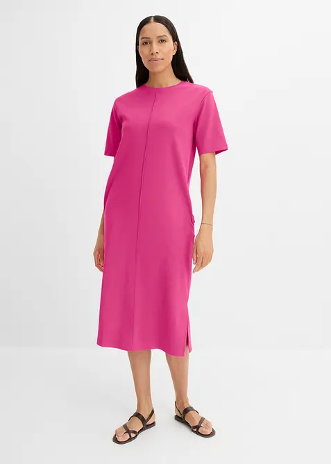 Jerseykleid aus reiner Bio-Baumwolle in pink von vorne (Totalaufnahme) - bonprix