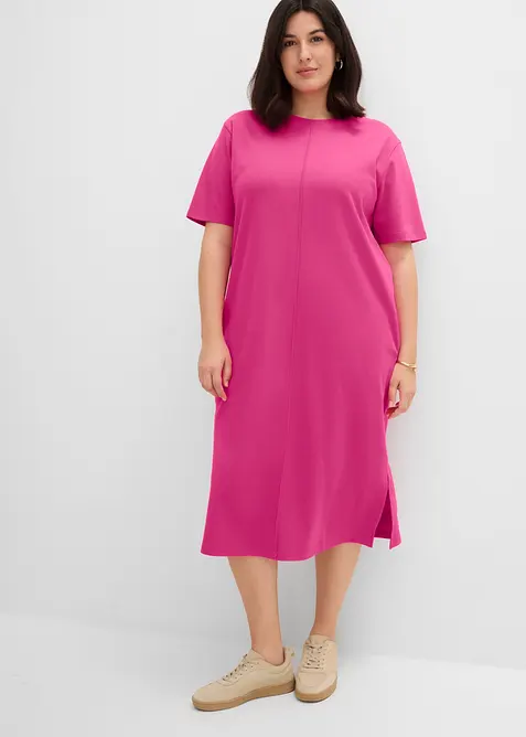 Jerseykleid aus reiner Bio-Baumwolle in pink von vorne (Totalaufnahme) - bonprix