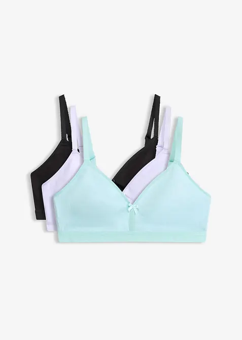 BH ohne Bügel mit Bio-Baumwolle (3er Pack) in blau von vorne - bonprix