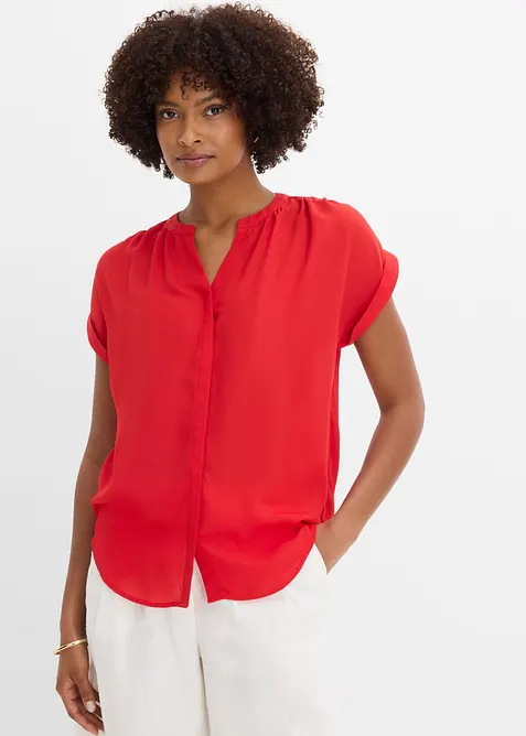 Tunikabluse Georgette in rot von vorne (im Anschnitt) - bonprix