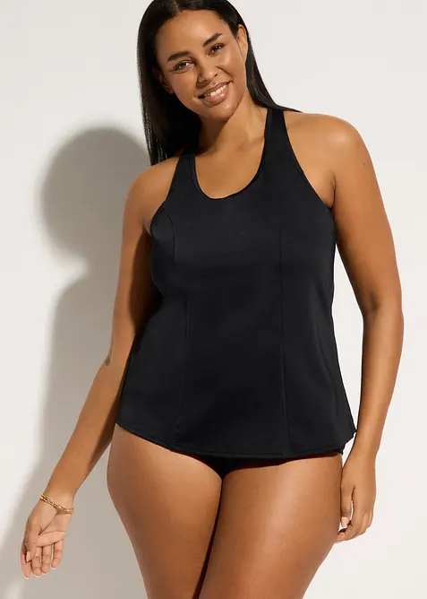 Schnelltrocknendes Tankini Oberteil in schwarz von vorne (im Anschnitt) - bonprix