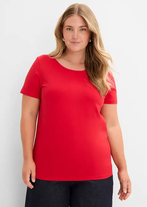 T-Shirt mit tiefem Rückenausschnitt (2er Pack) in rosa von vorne (im Anschnitt) - bonprix