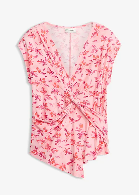 Shirt mit Knoten-Detail in rosa von vorne - bonprix
