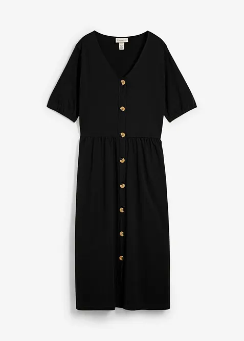 Midikleid aus reiner Baumwolle in schwarz von vorne - bonprix