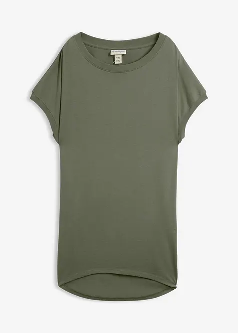 Longshirt aus reiner Baumwolle in grün von vorne - bonprix