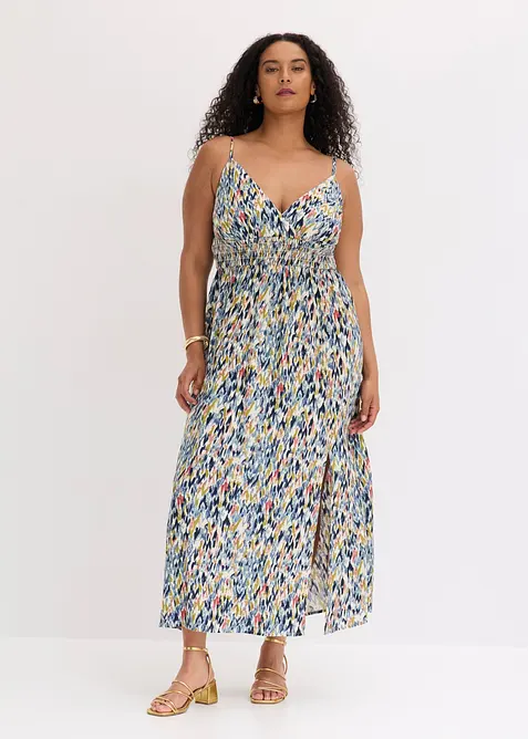 Maxikleid aus fließender Viskose in weiß von vorne (Totalaufnahme) - bonprix