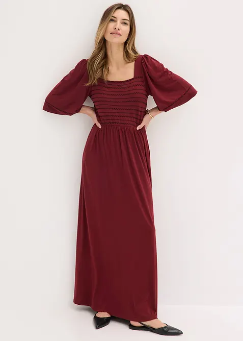 Maxikleid aus fließendem Viskose-Mix in rot von vorne (Totalaufnahme) - bonprix