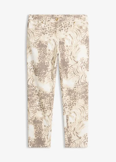7/8 Stretchhose bedruckt in beige von vorne - bonprix