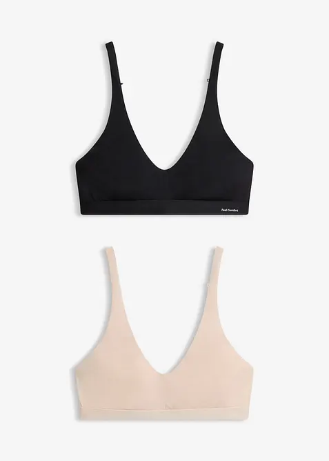 Feel Comfort Bralette aus softem Modal (2er Pack) in schwarz von vorne - bonprix